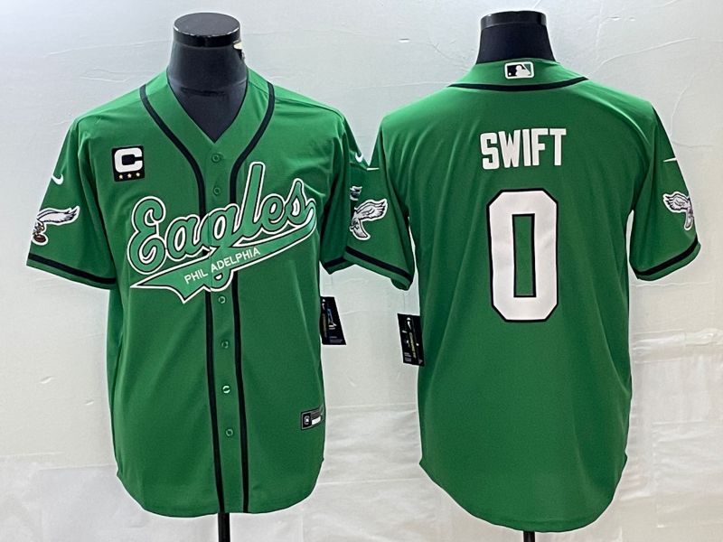 Men Philadelphia Eagles #0 Swift Green Co Branding Game NFL Jersey style 2